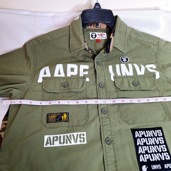 A Bathing Ape Brand " The Camo Ape" button-down short sleeve unity shirt size L. - Picture 3 of 16
